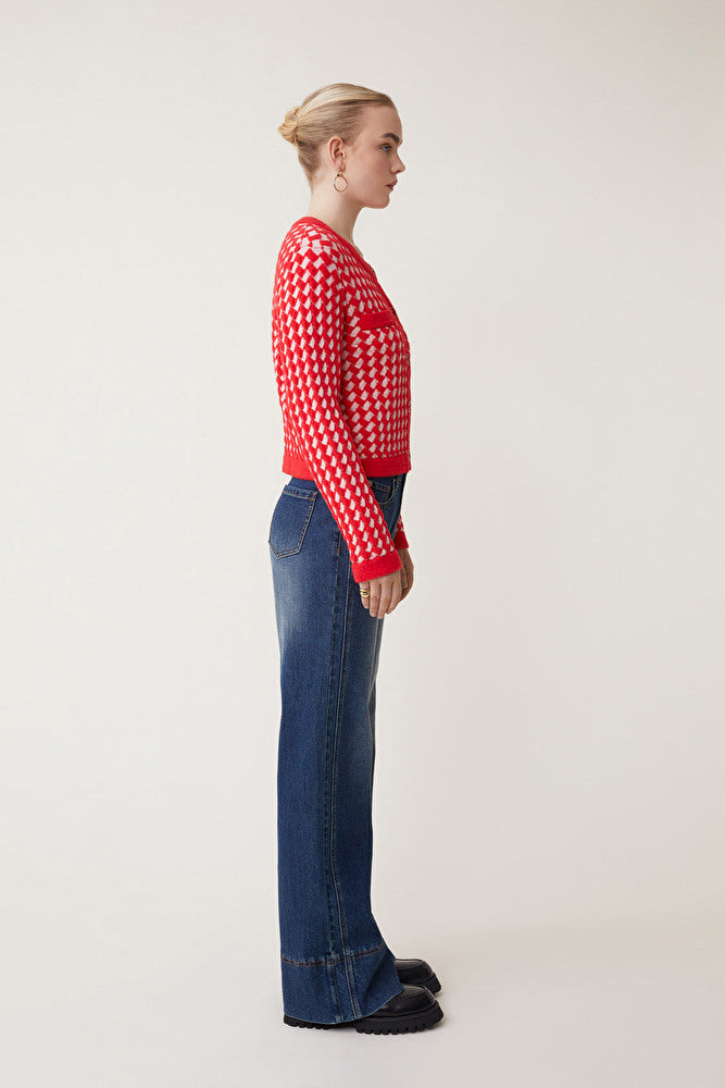 GALBARI CARDIGAN - ROUGE