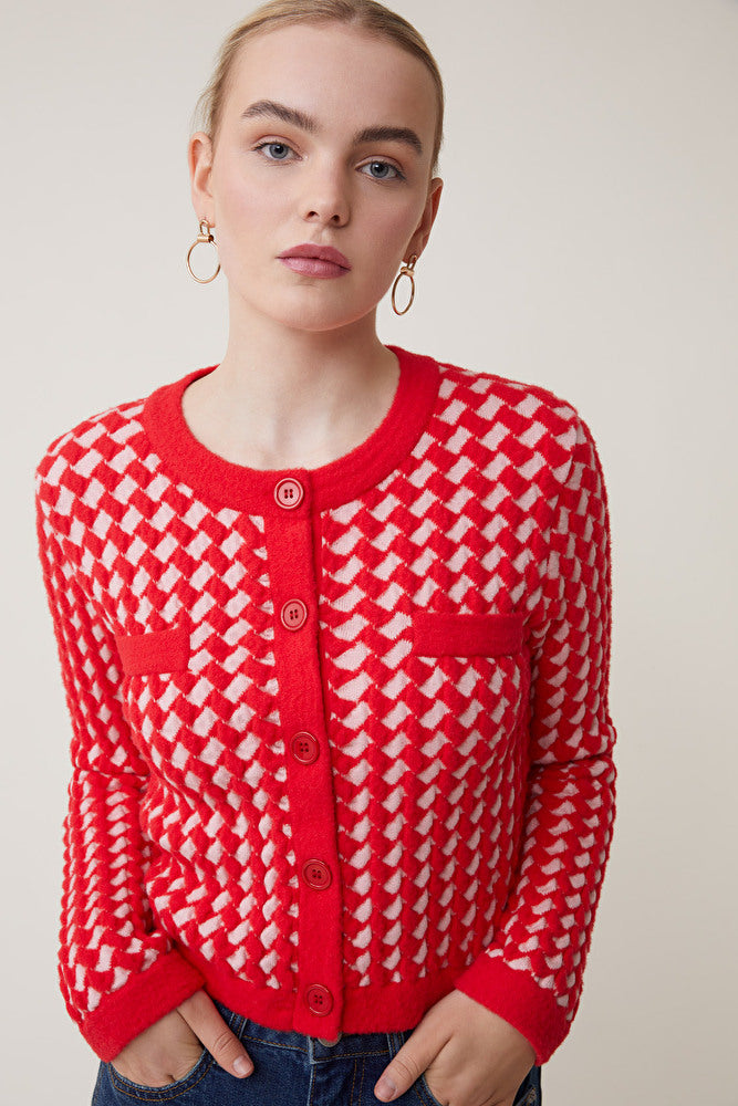 GALBARI CARDIGAN - ROUGE