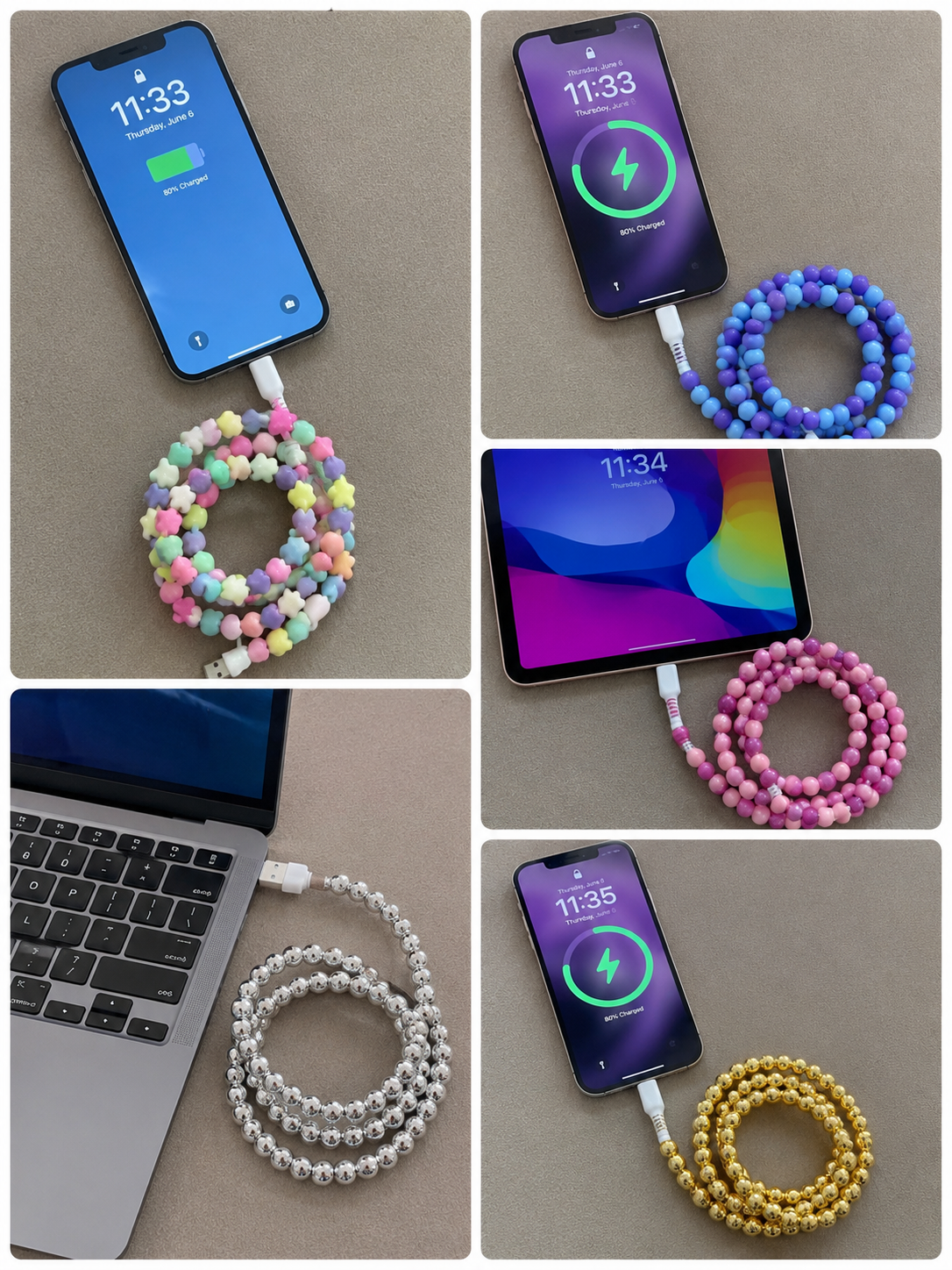 UNIVERSAL BEADED CHARGER (VARIOUS COLOURS)