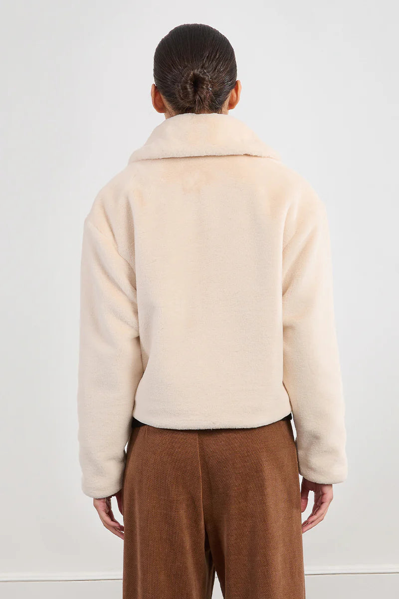 FAUX FUR WOVEN JACKET - BLANC