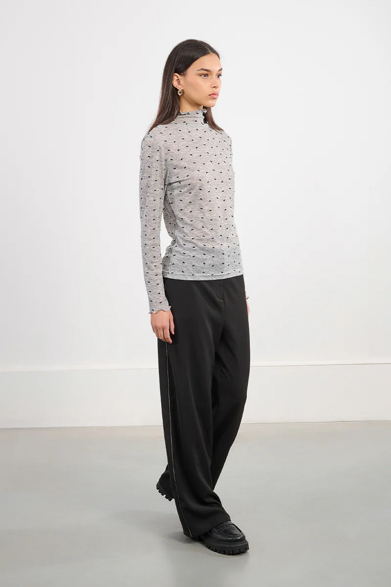 BOW PRINTED KNIT TOP