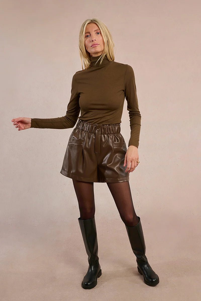FAUX LEATHER SHORTS