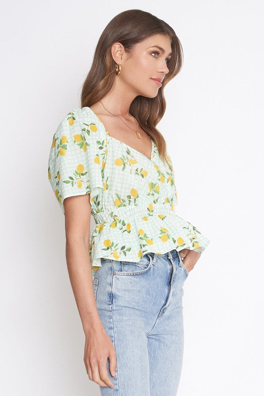 SORRENTO LEMON GINGHAM TOP