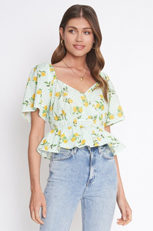 SORRENTO LEMON GINGHAM TOP