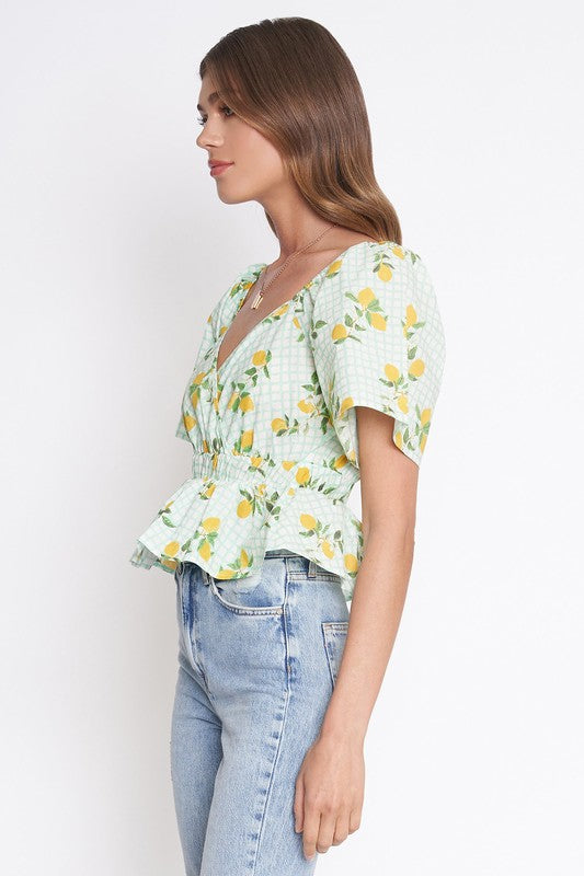 SORRENTO LEMON GINGHAM TOP