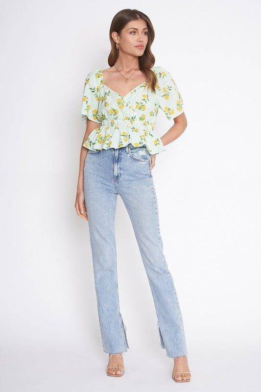 SORRENTO LEMON GINGHAM TOP