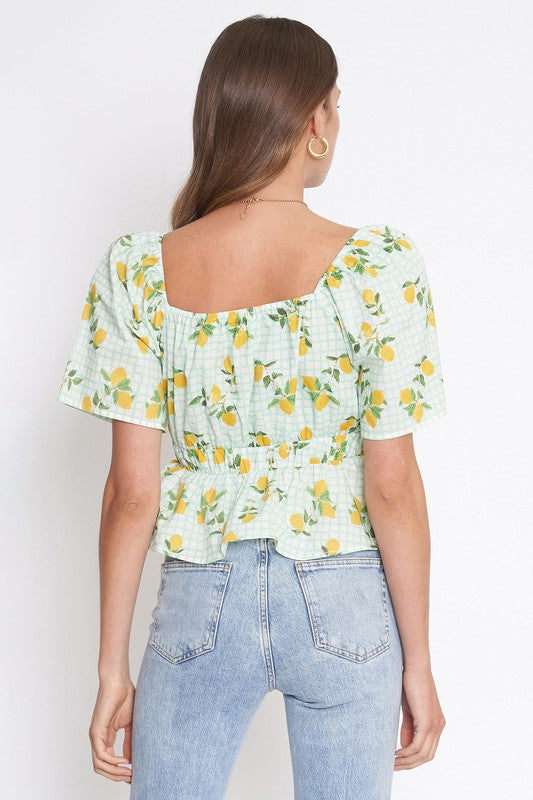 SORRENTO LEMON GINGHAM TOP