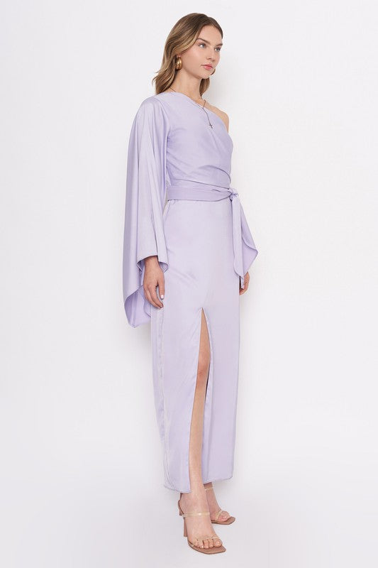 TOULON ONE SHOULDER WRAP DRESS