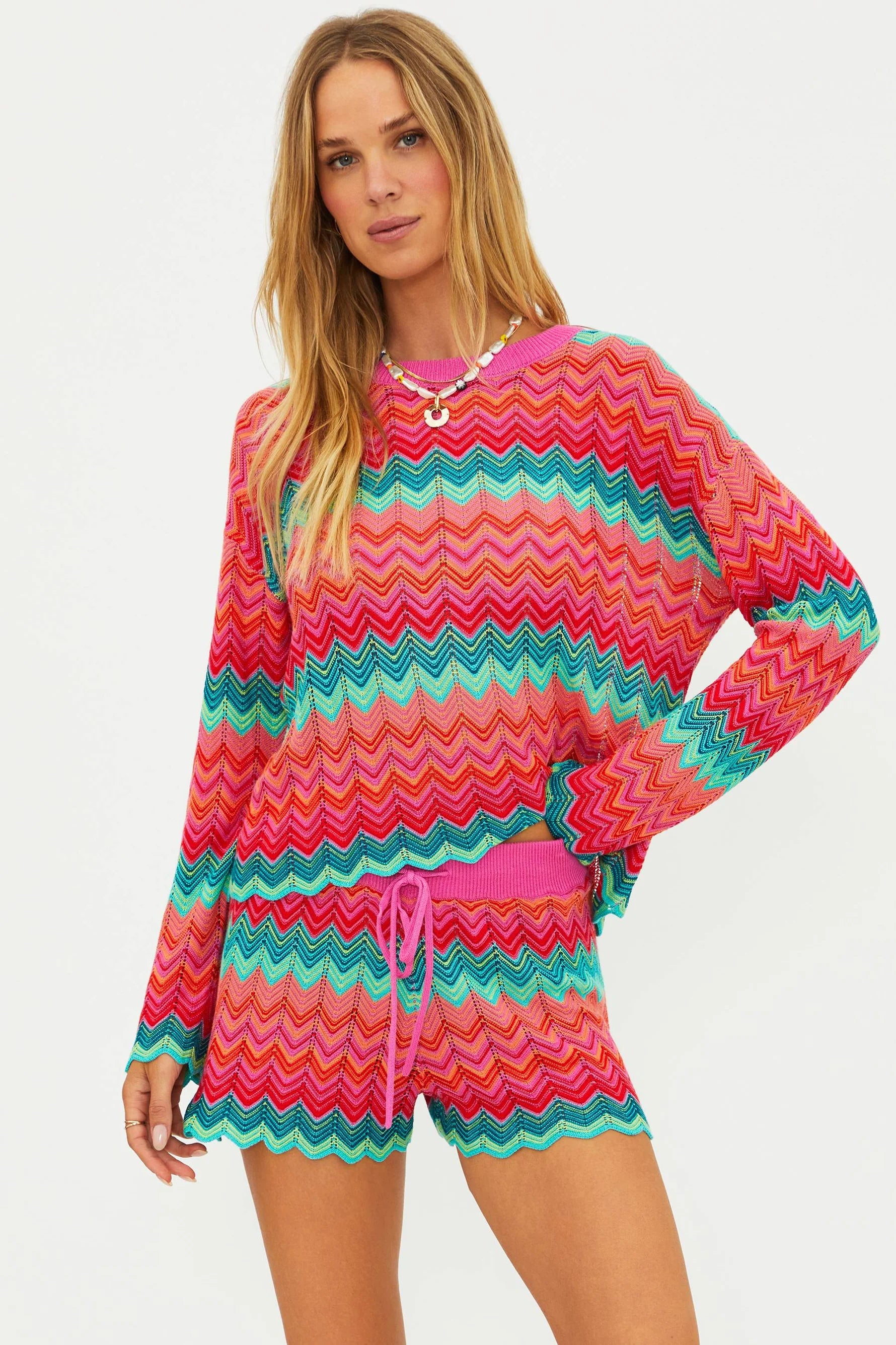 BALBOA SHORT - STRAWBERRY ICE CHEVRON