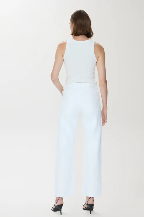 LEXI MID RISE BOWED STRAIGHT JEAN - VIVID WHITE