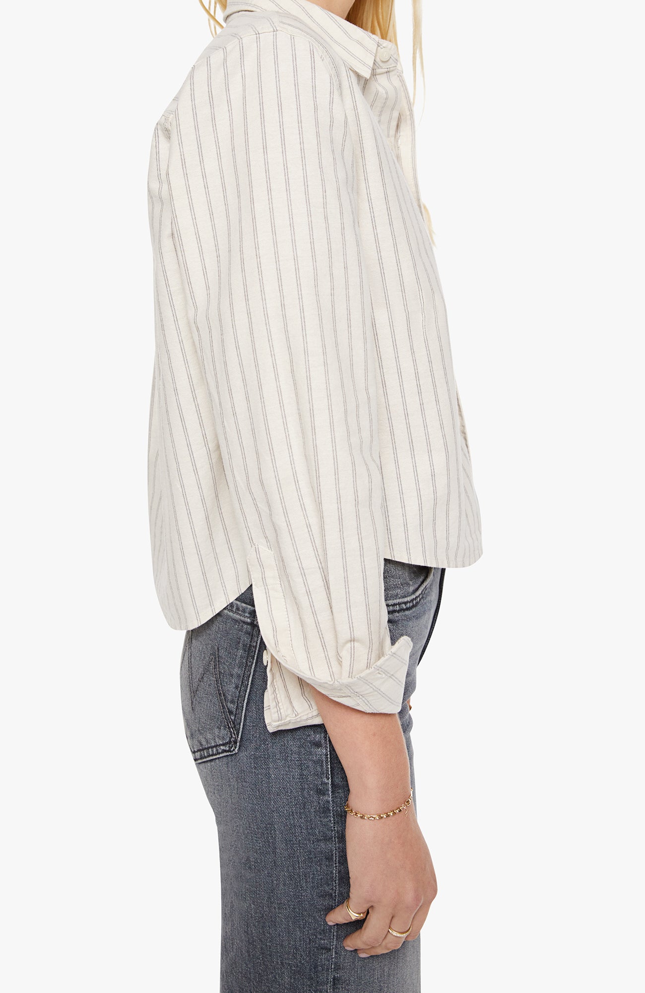 THE CROPPED BESTIE SHIRT - CREAM & BLACK STRIPE