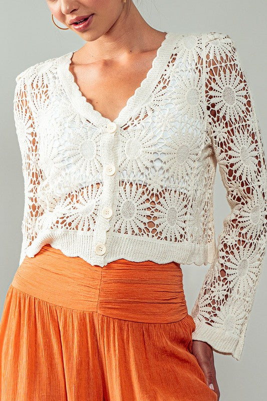 CROCHET FLORAL CARDIGAN