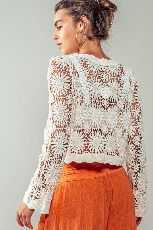 CROCHET FLORAL CARDIGAN