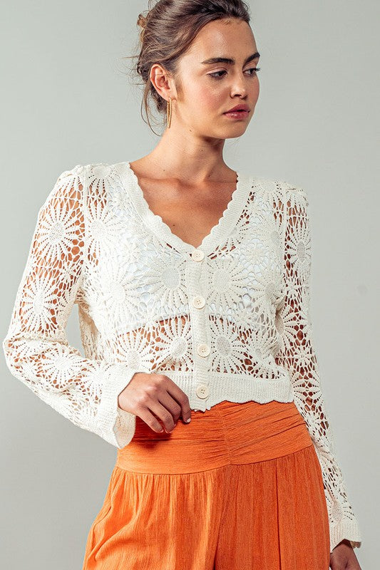 CROCHET FLORAL CARDIGAN