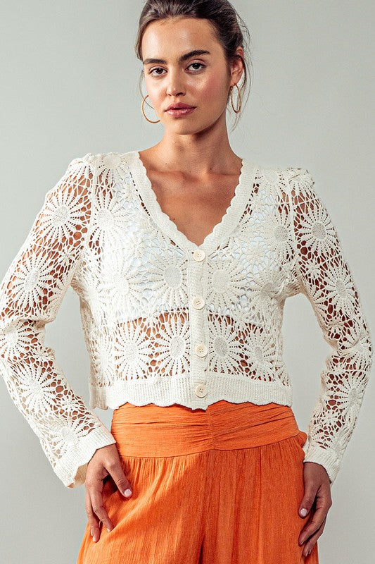 CROCHET FLORAL CARDIGAN