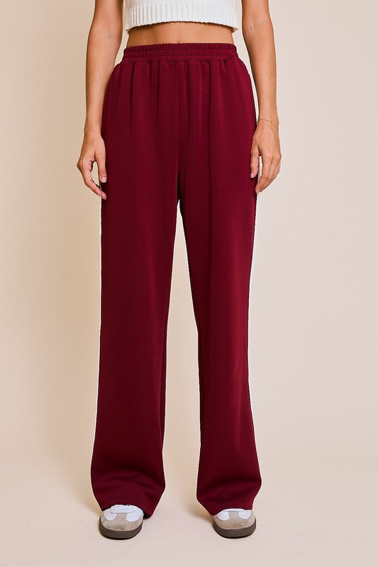 TRACY WIDE LEG TRACKPANT - BURGUNDY