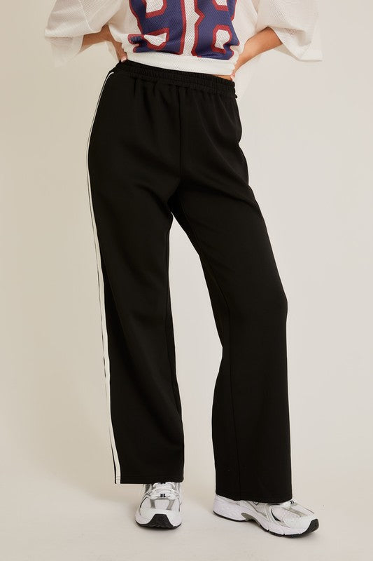 TRACY WIDE LEG TRACKPANT - BLACK