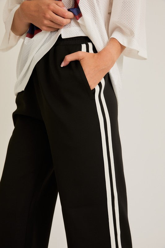 TRACY WIDE LEG TRACKPANT - BLACK