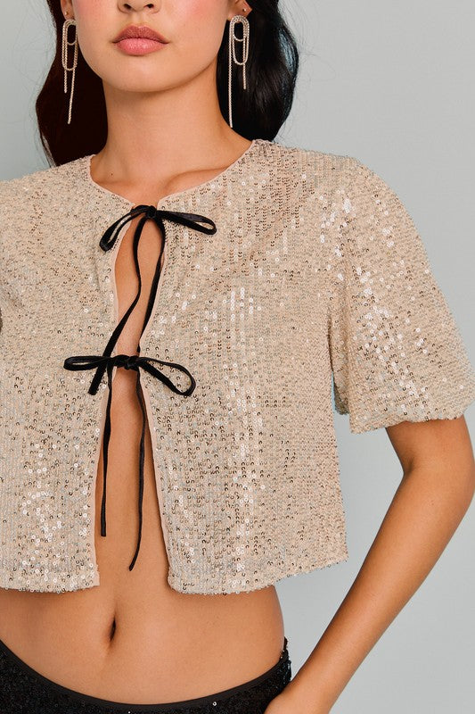 TINA SEQUIN BOW TOP