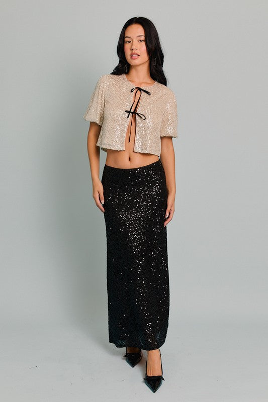 TINA SEQUIN BOW TOP