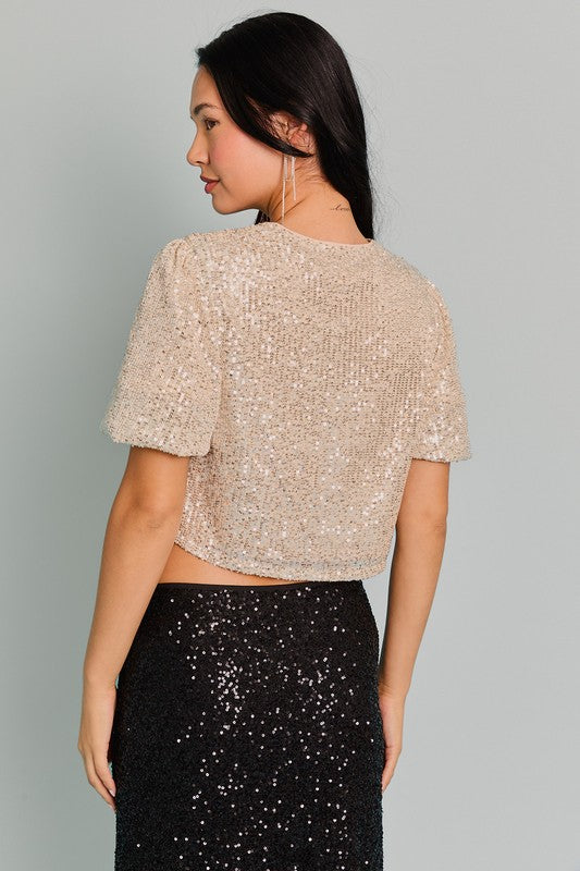 TINA SEQUIN BOW TOP