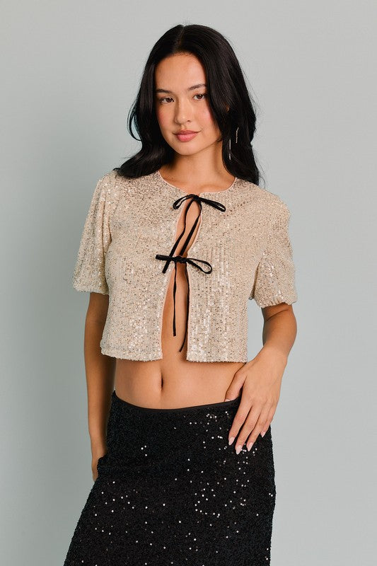 TINA SEQUIN BOW TOP
