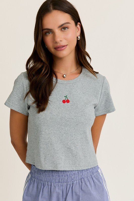 CHERRY CROPPED TEE