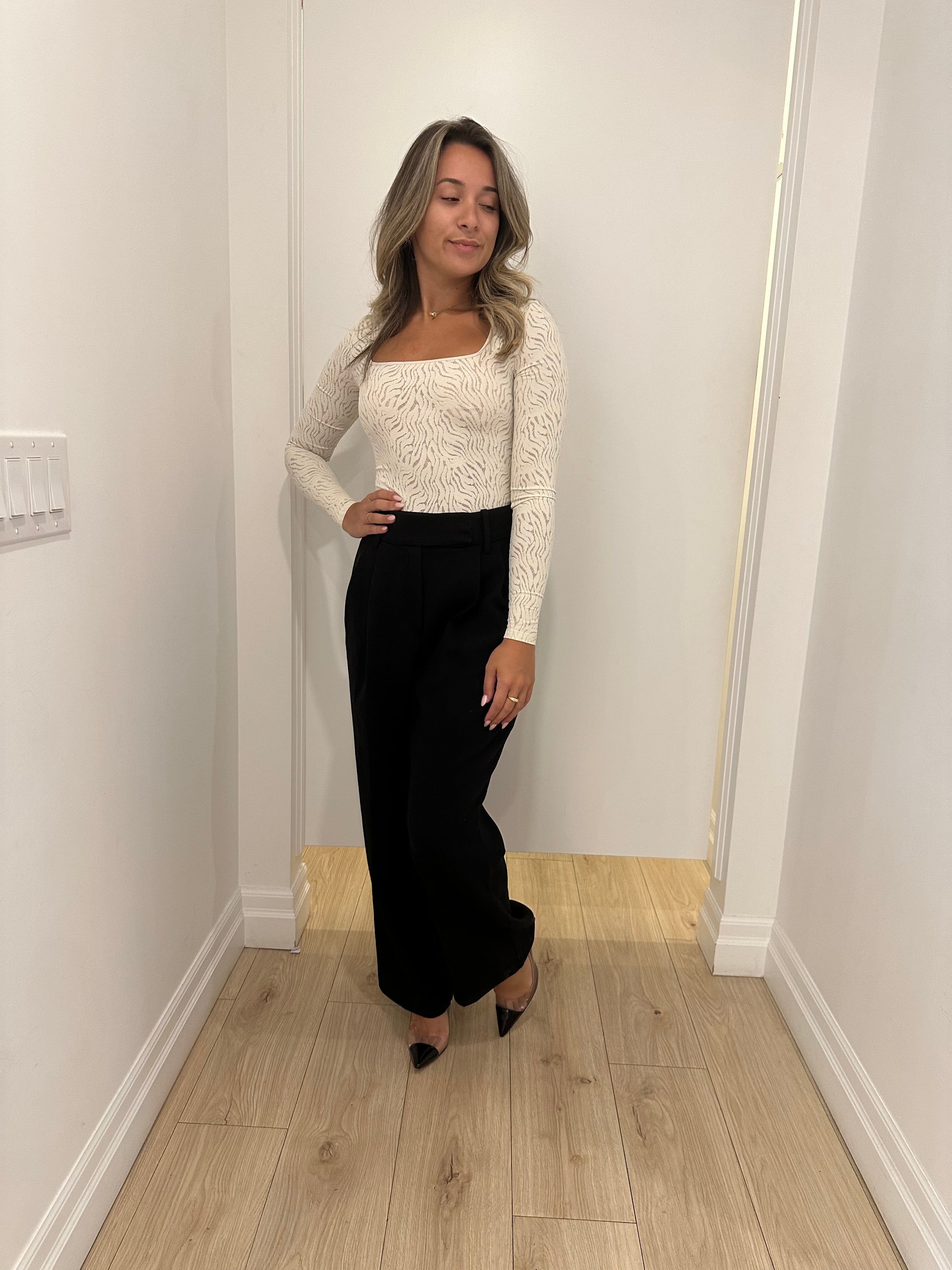 STACY SQUARE NECK BODYSUIT - PARCHMENT