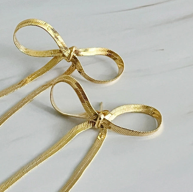 LONG DROP BOW EARRINGS