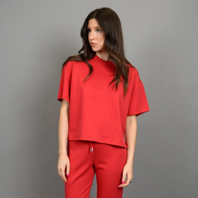 TESS KNIT TEE - CHERRY RED
