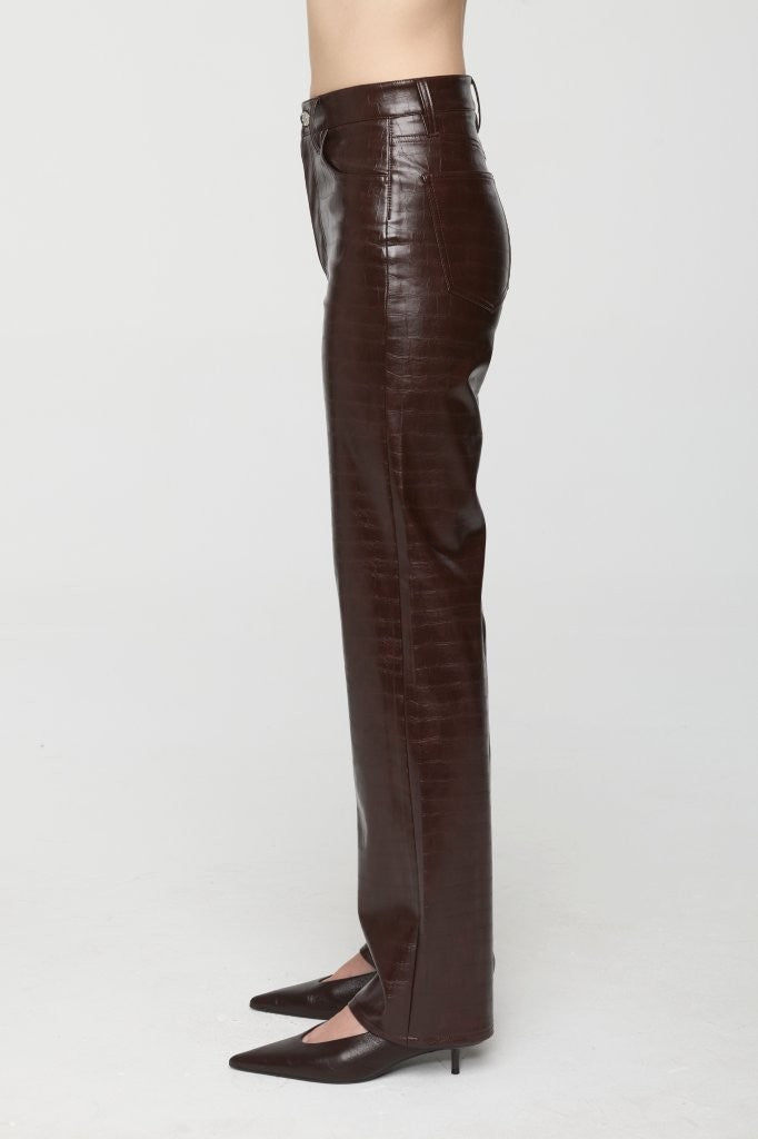 CASSIE SUPER HIGH RISE STRAIGHT PANT - BURGUNDY CROC