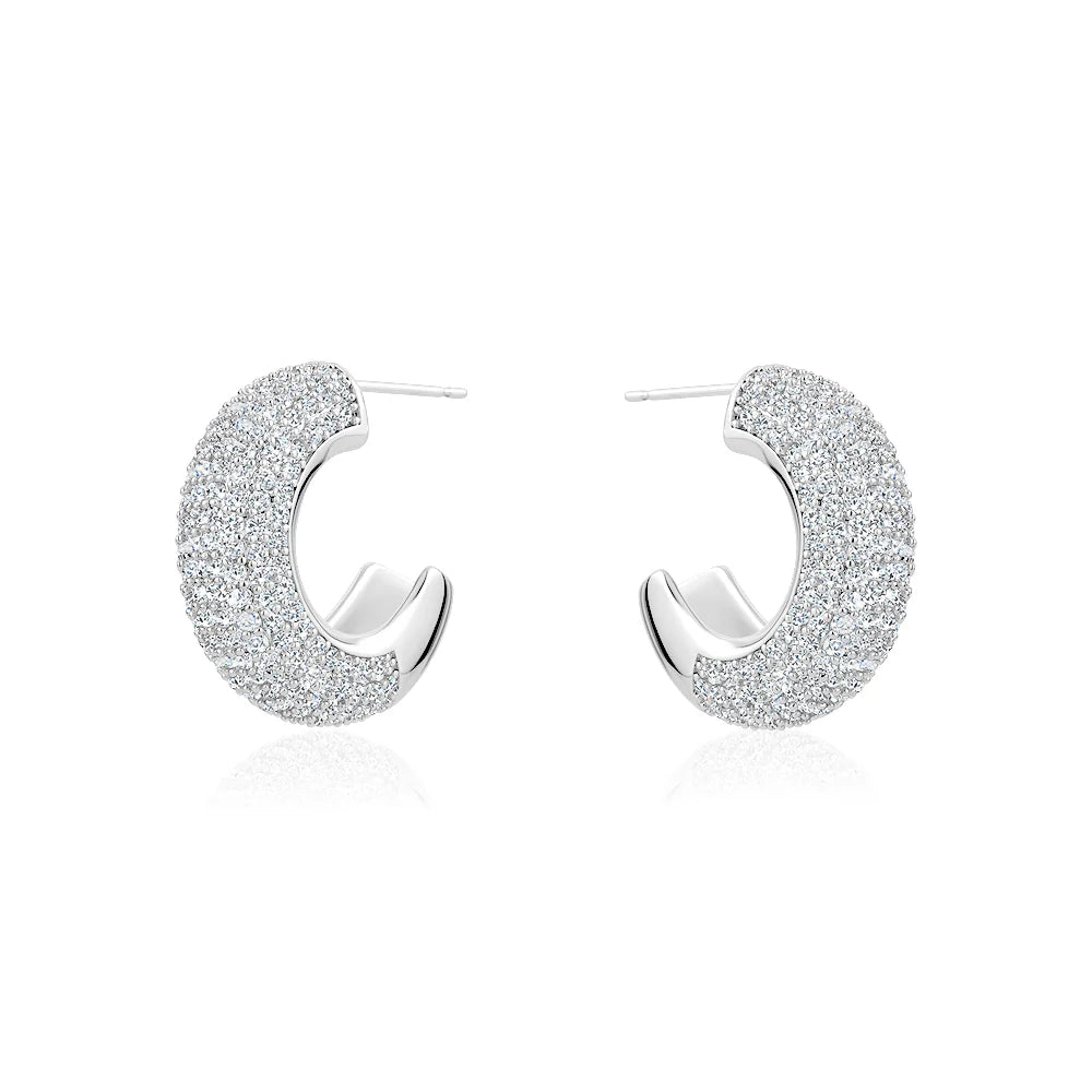 HALF HOOP PAVE BOLD EARRINGS