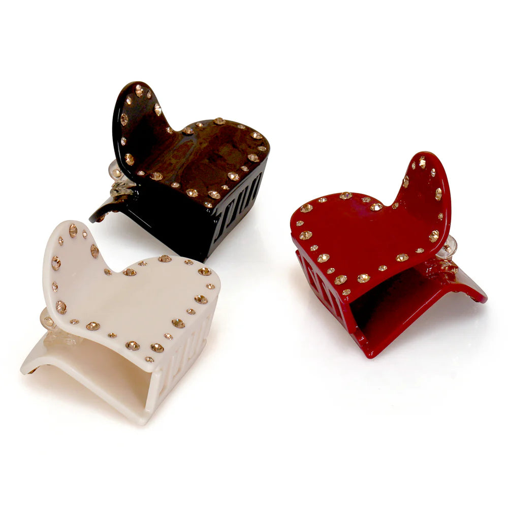 CRYSTAL HEART HAIR CLIP (VARIOUS COLOURS)