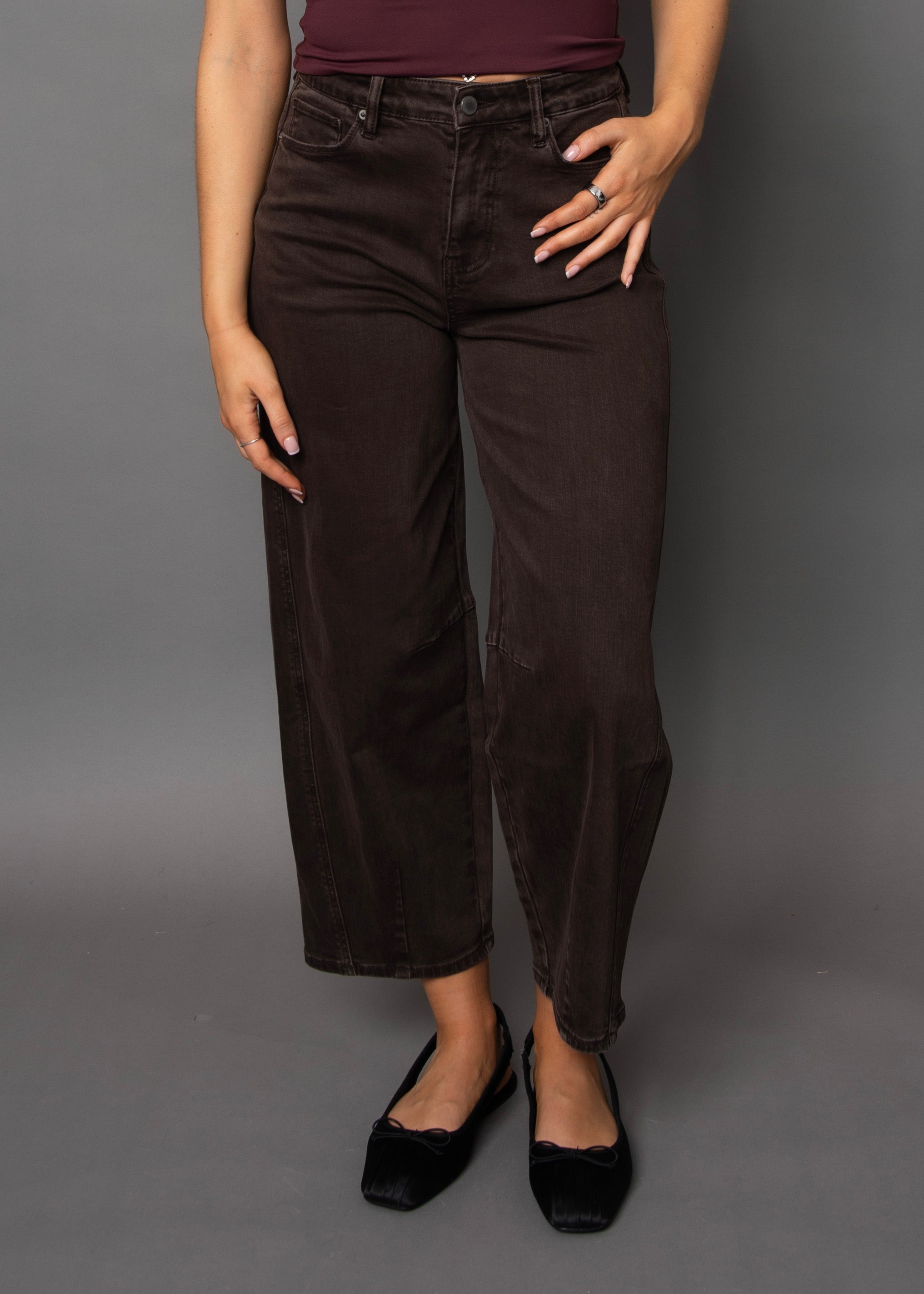 BARNI STRETCH TWILL BARREL PANT - JAVA BROWN