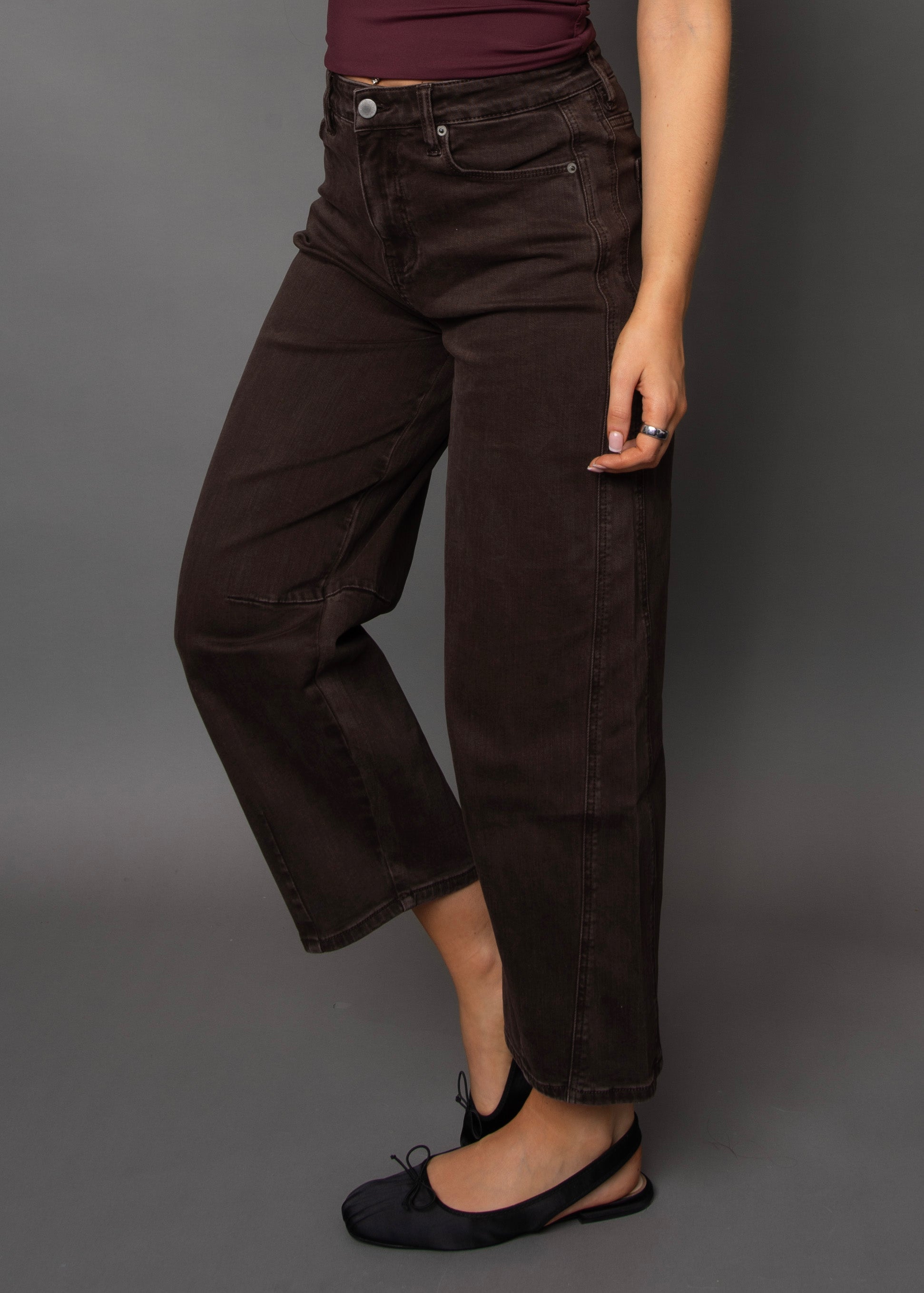 BARNI STRETCH TWILL BARREL PANT - JAVA BROWN