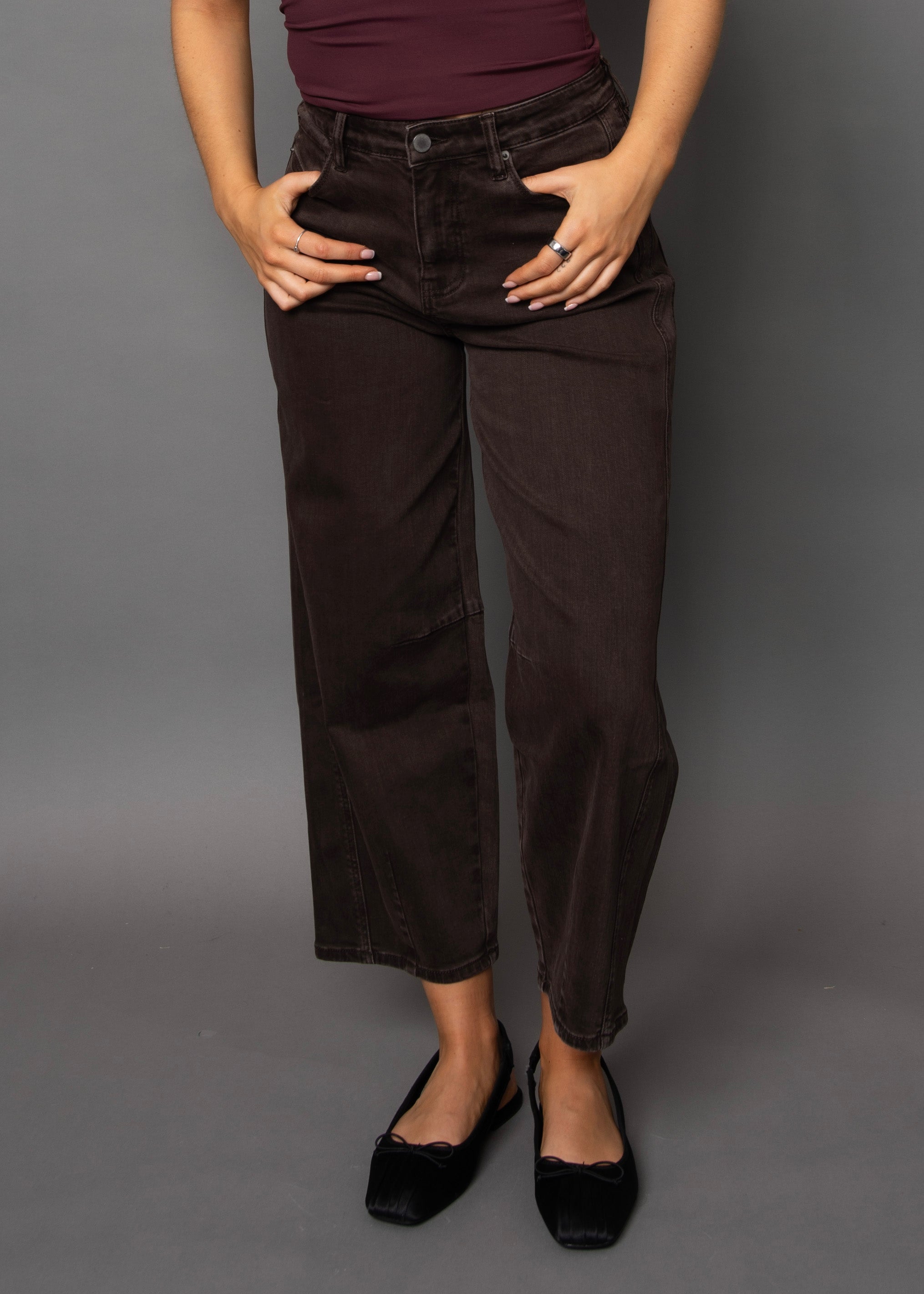 BARNI STRETCH TWILL BARREL PANT - JAVA BROWN