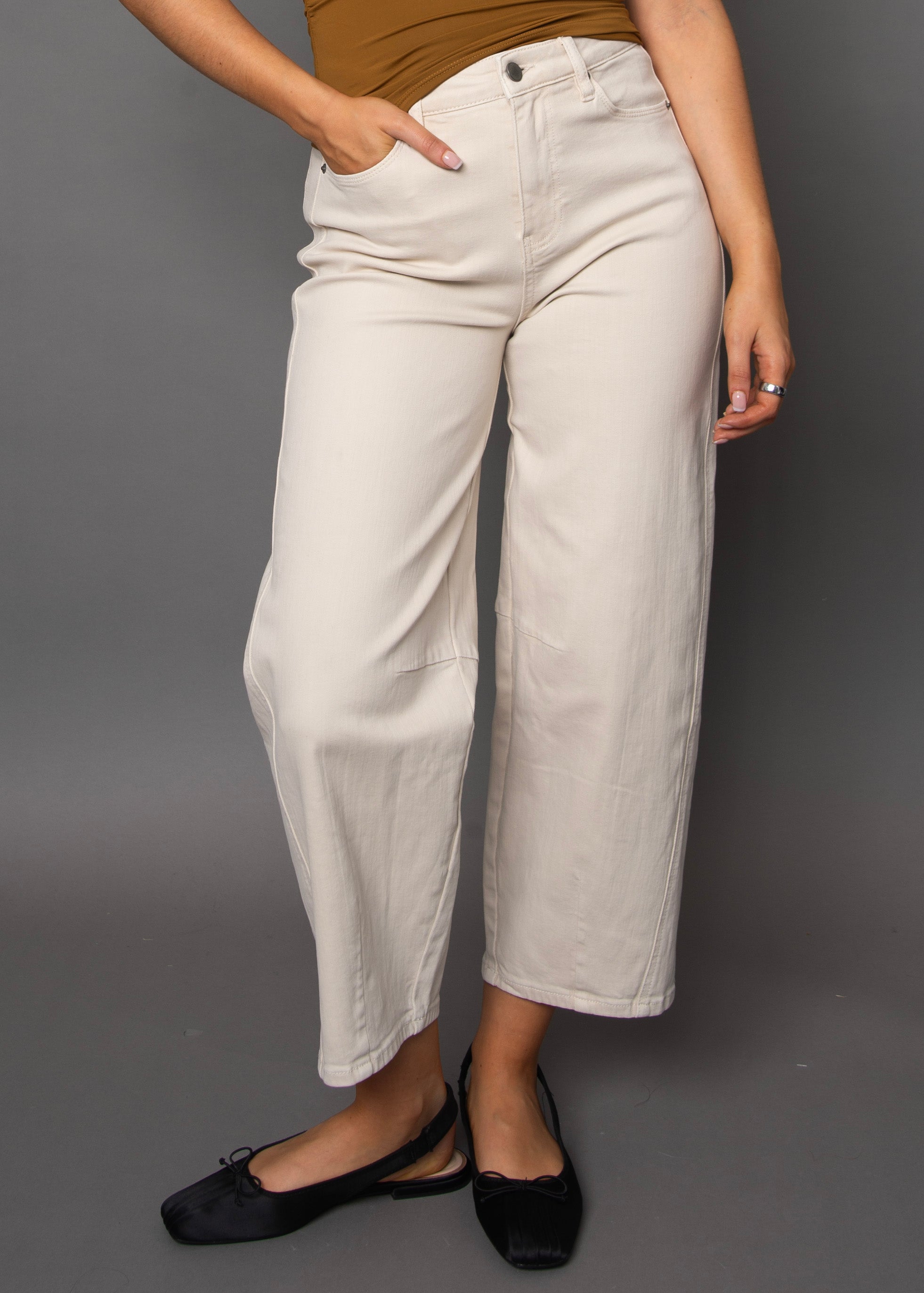 BARNI STRETCH BARREL PANT - NATURAL