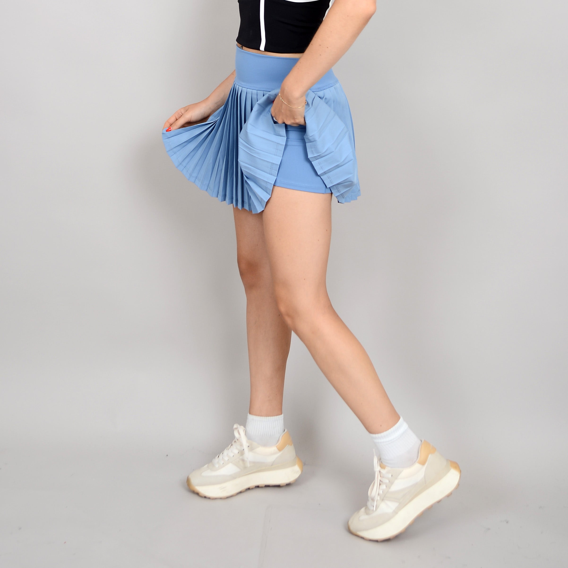 YURA PLEATED MINI SKIRT - SLATE BLUE