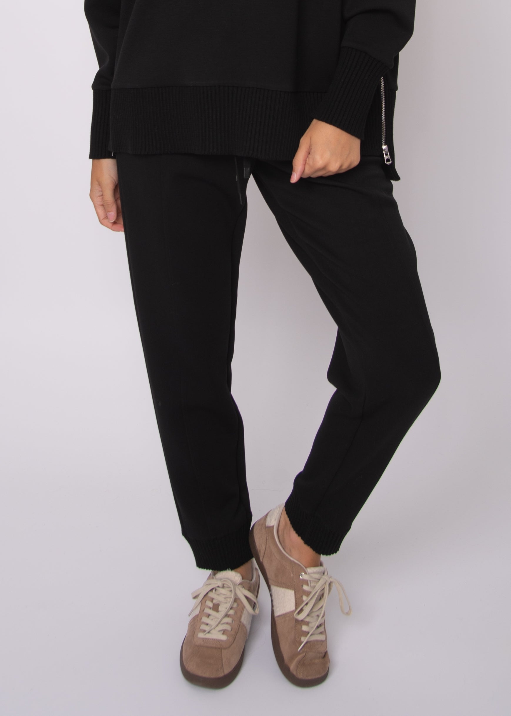 JOSELLE SOFT KNIT RIB JOGGERS - BLACK