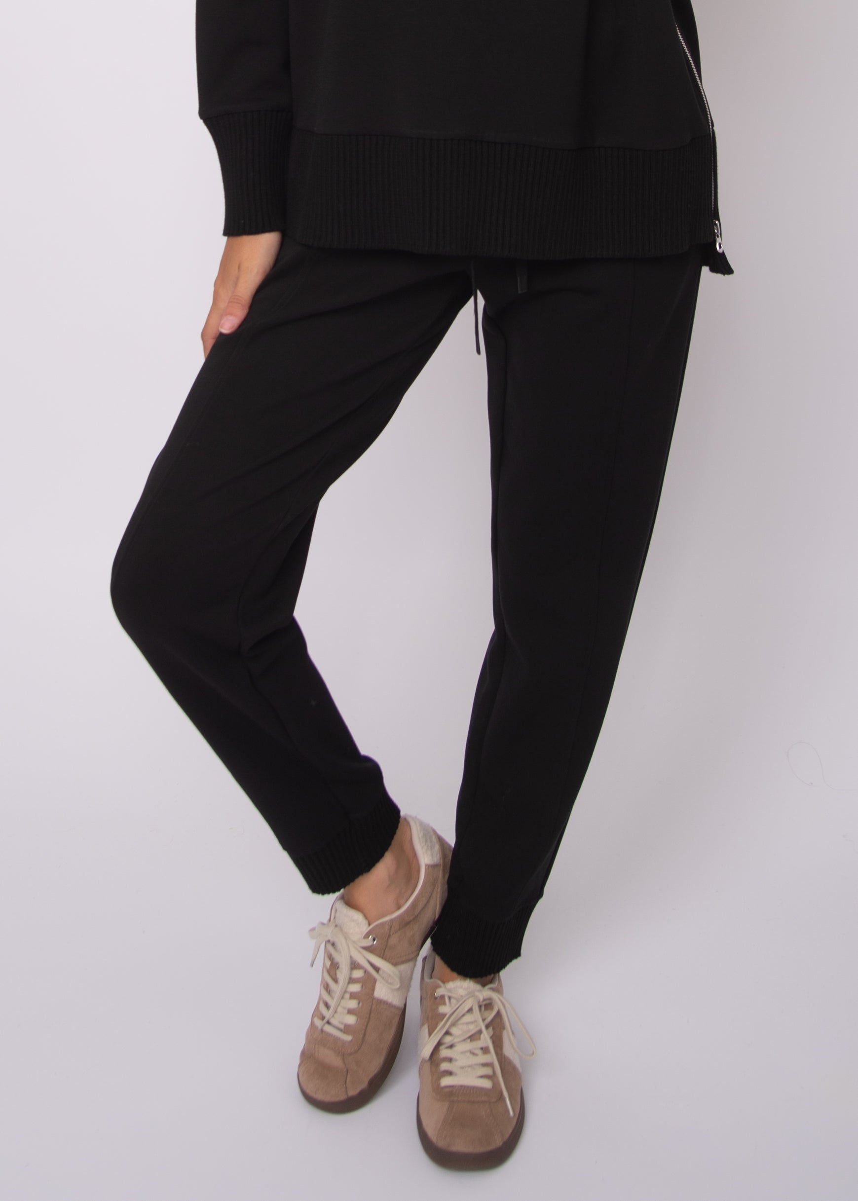 JOSELLE SOFT KNIT RIB JOGGERS - BLACK