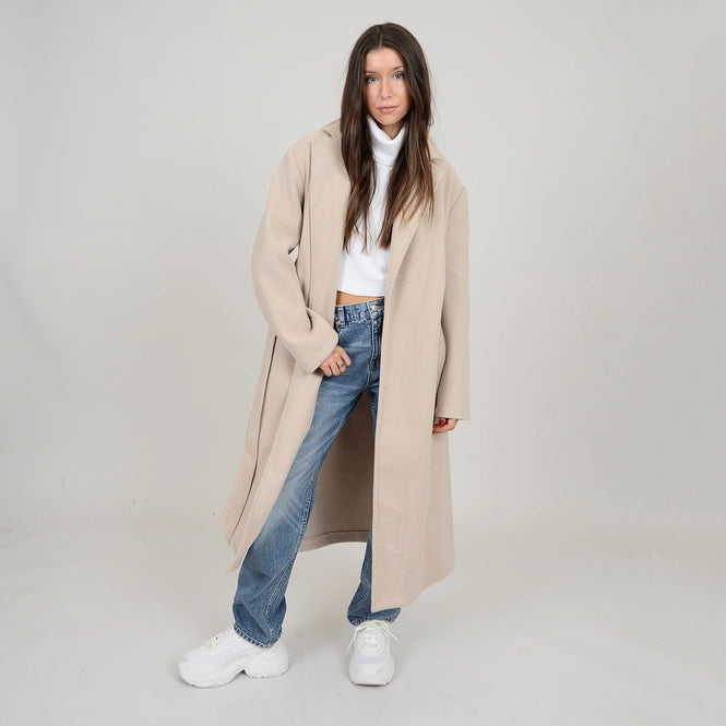 MACIE BELTED COAT - BEIGE MELANGE