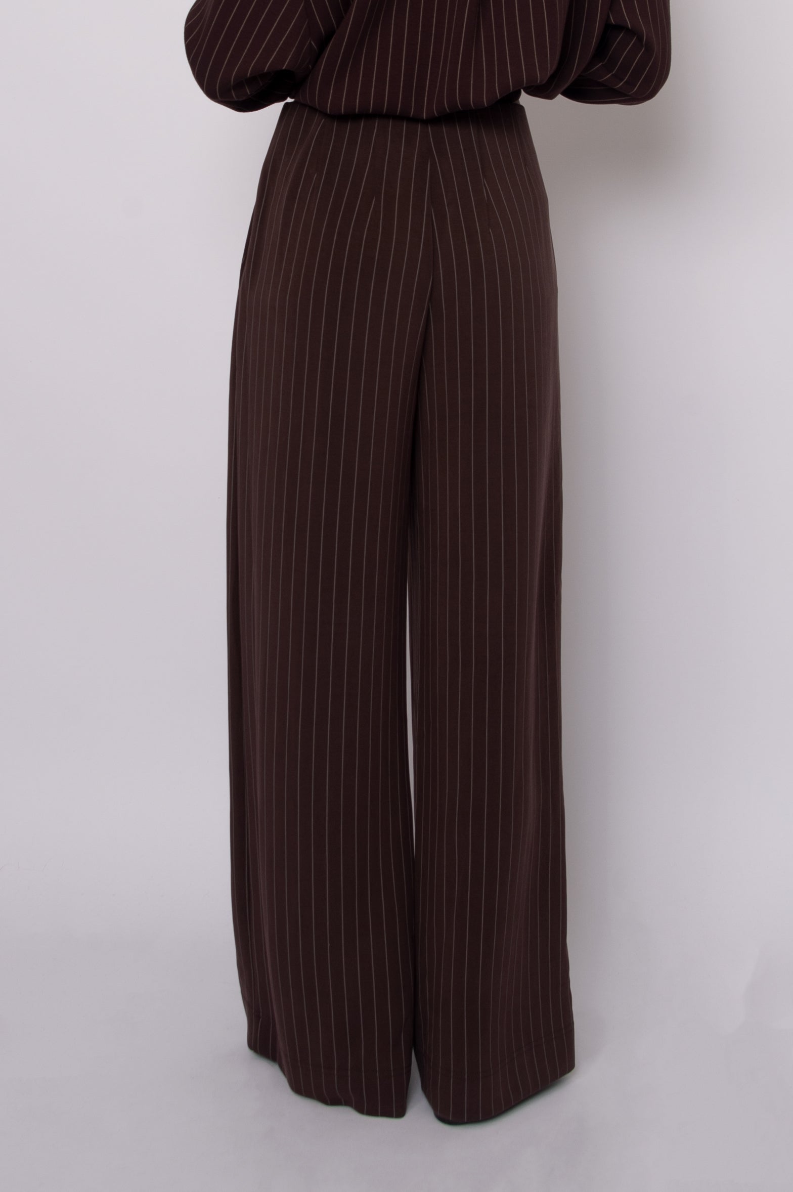 PHOEBE STRIPED SOFT KNIT PANT - BROWN