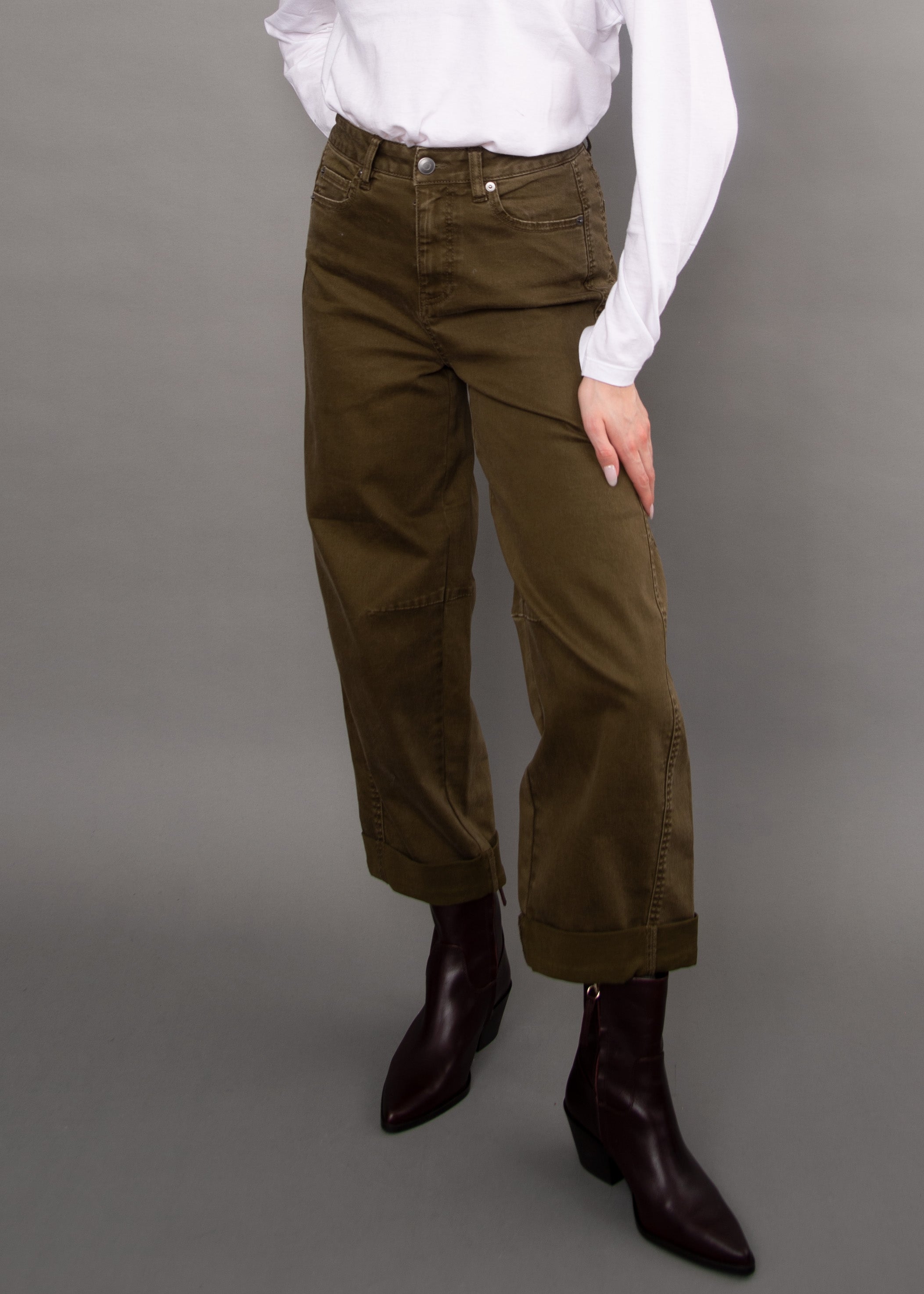 BARNI BARREL PANT - OLIVE
