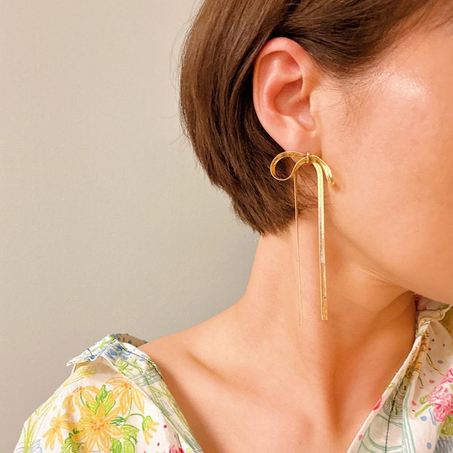 LONG DROP BOW EARRINGS