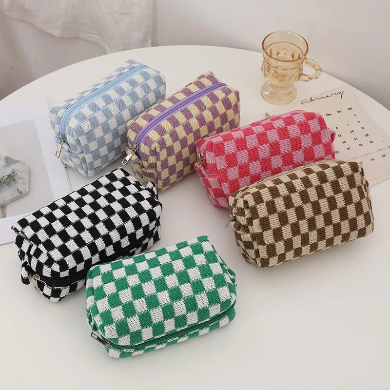 SMALL CHECKERED POUCH - VARIOUS COLOURS