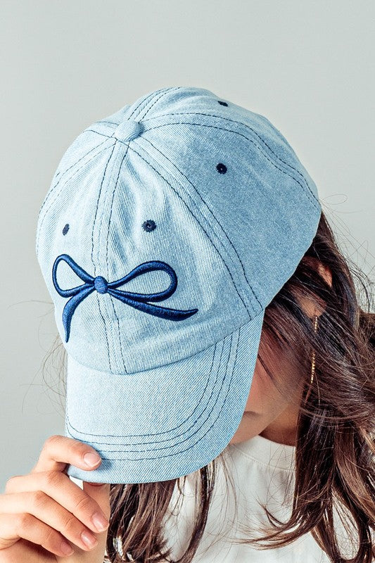 EMBROIDERED BOW CAP