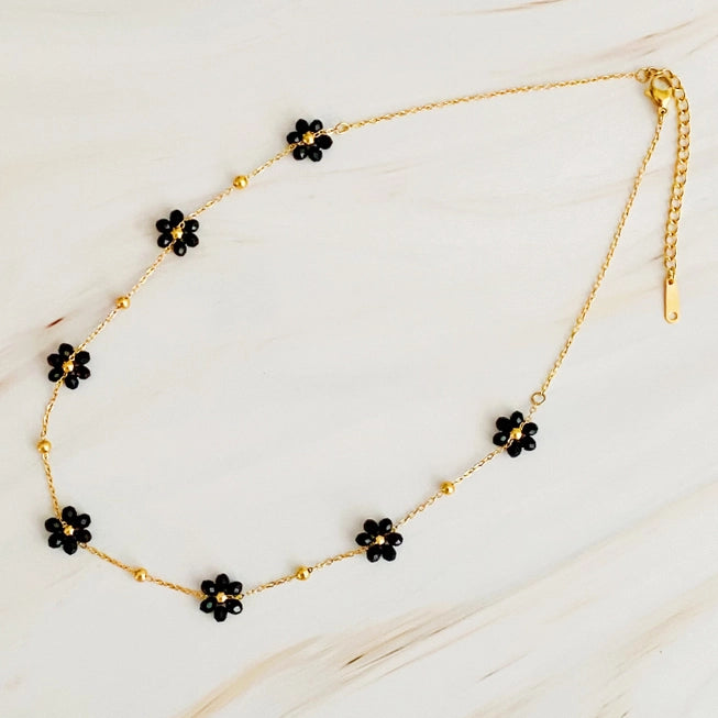 FLOWER FIELD BEADED NECKLACE (VARIOUS COLOURS)