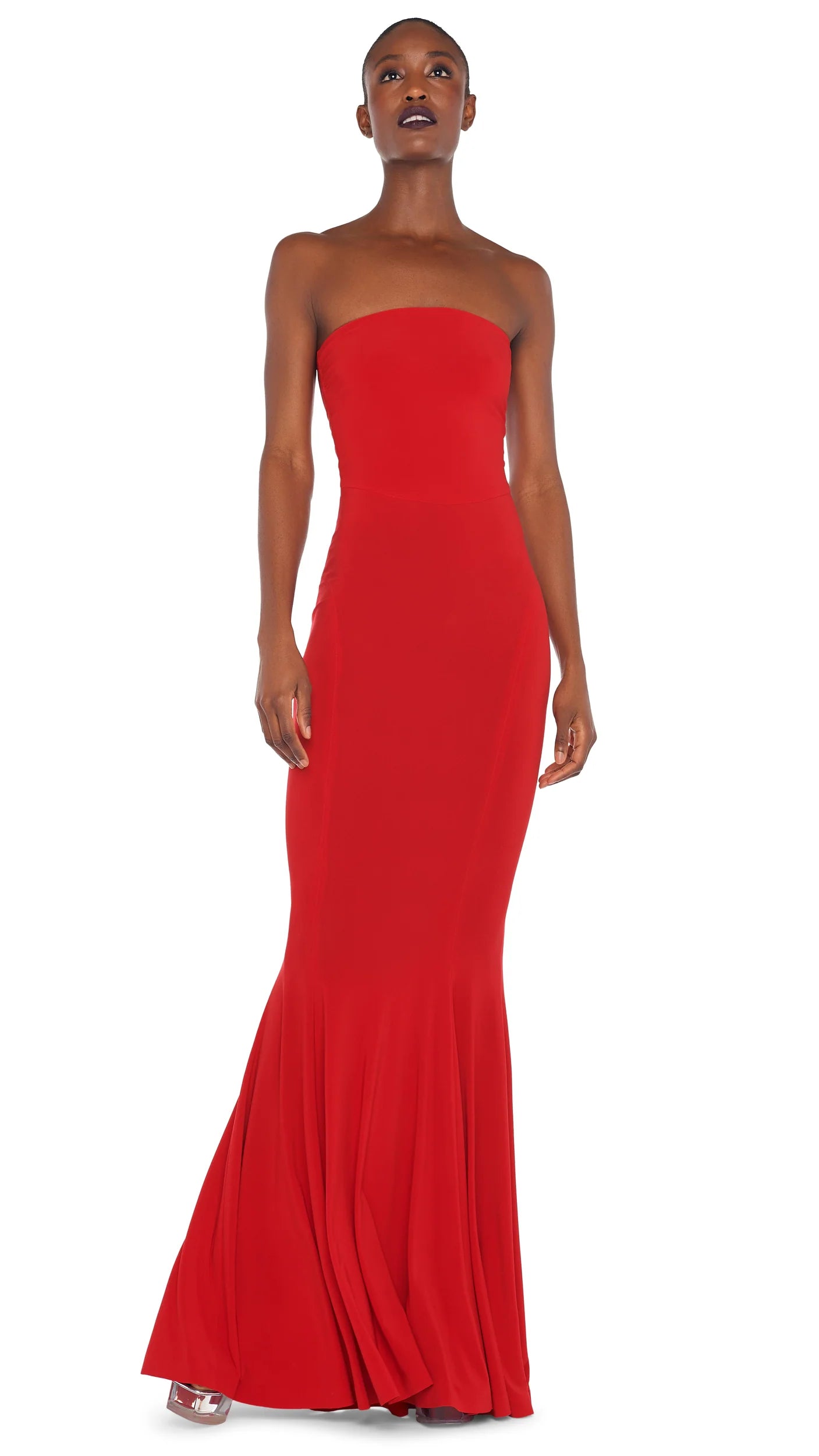 STRAPLESS FISHTAIL GOWN - TIGER RED