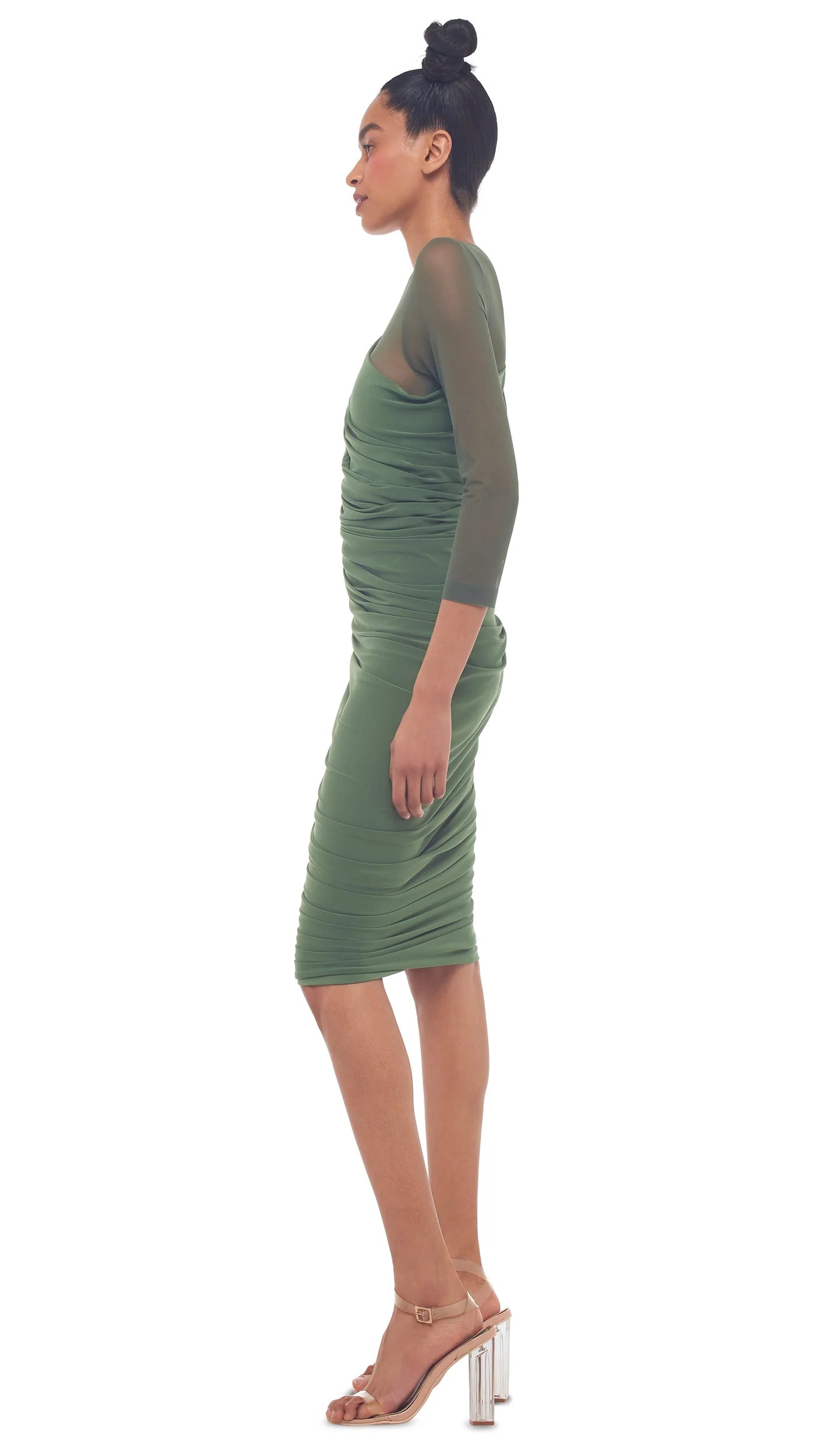 LONG SLEEVE DIANA DRESS - CELADON/CELADON MESH