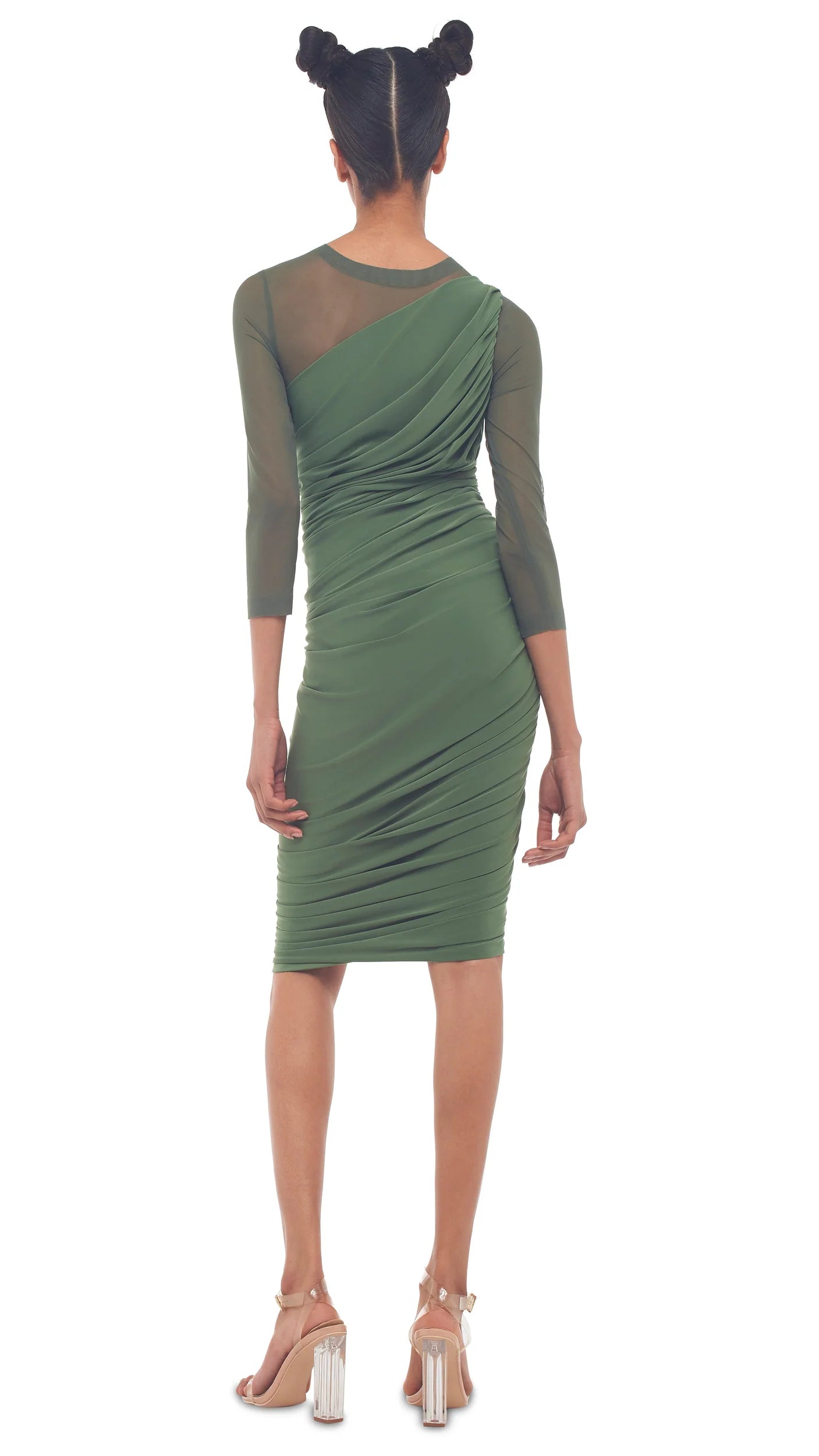 LONG SLEEVE DIANA DRESS - CELADON/CELADON MESH